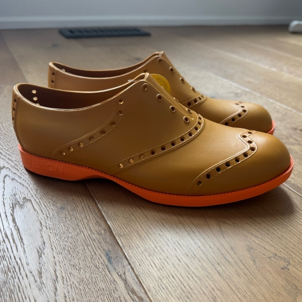 Biion Men's Oxford Bright Spikeless Shoe - Tan/Orange - Size 9 (42.5) - NWT - Picture 6 of 7